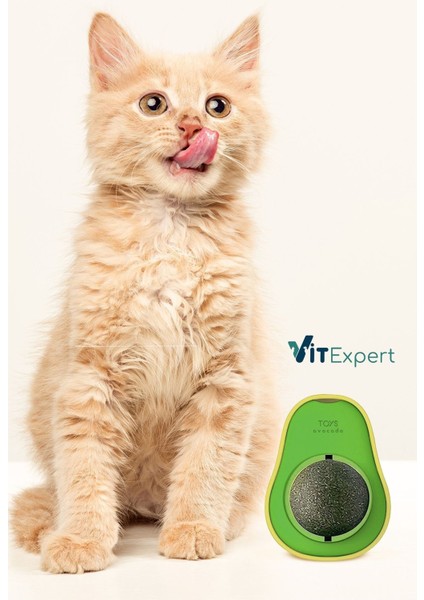 Luxury Doğal & Yenilebilir Kedi Nanesi Otu Avokado Kedi Çimi Özel Yapışkanlı 360° Dönen Catnip Yalama Topu 1 Adet