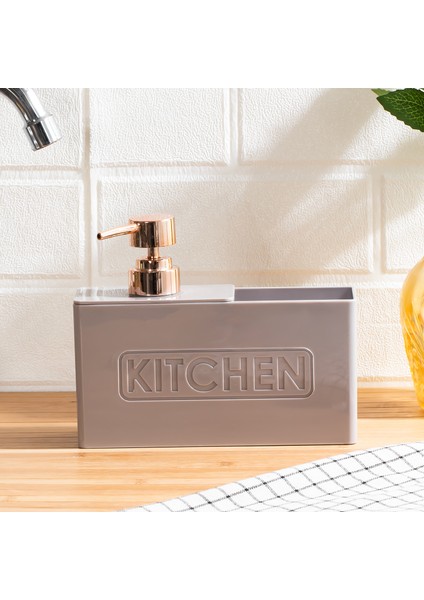 13197 Kitchen Süngerlik Hazneli Banyo ve Mutfak Sıvı Sabunluk 500ML Taupe