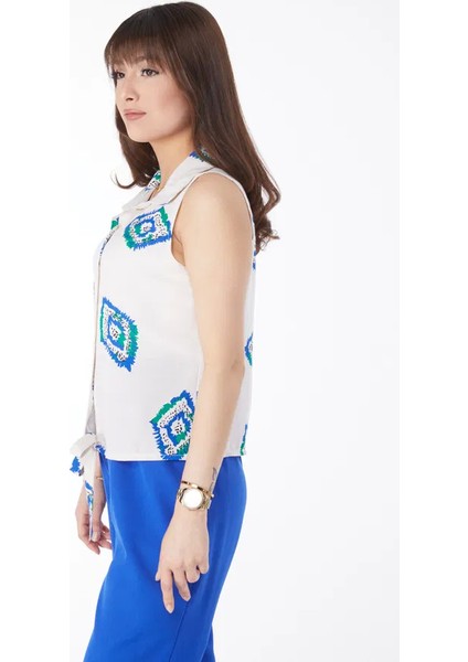 Etek Ucu Bağlamalı Desenli Gömlek fırsatları