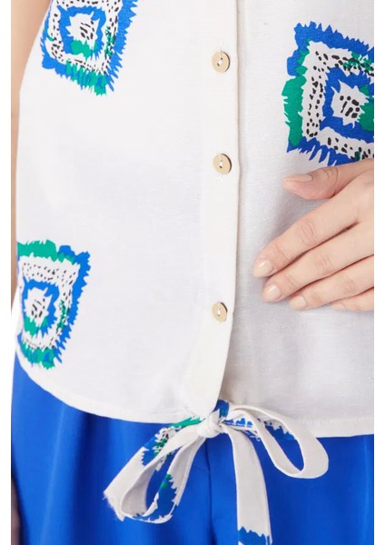 Etek Ucu Bağlamalı Desenli Gömlek indirimleri