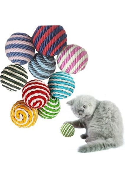 Luxury Ip Sarma Renkli Kedi Oyun Topu 4 cm ( 1 Adet ) Kedi Oyuncağı 1 Adet