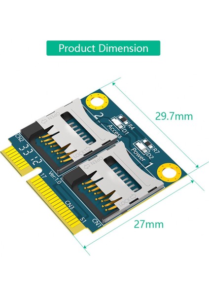 Mını Pcıe - 2 Micro-Sd Adaptör Kartı Mını Pcıe - Çift Tf Modülü (Yurt Dışından)