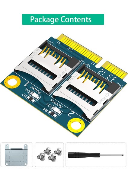 Mını Pcıe - 2 Micro-Sd Adaptör Kartı Mını Pcıe - Çift Tf Modülü (Yurt Dışından)