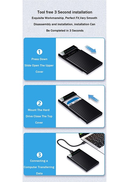 2.5ın HDD Muhafazası Sata'dan Usb3.1'e Harici Sabit Sürücü Kutusu (Yurt Dışından)