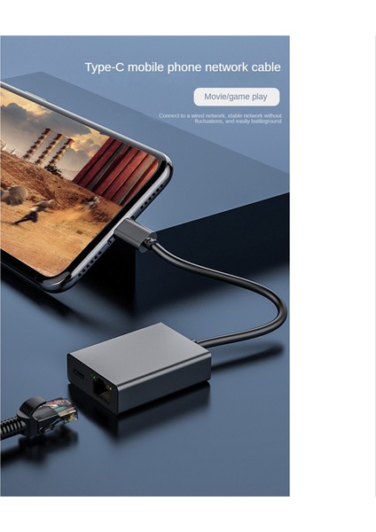 Type C - Ethernet Adaptörü 4K USB Dock Adaptörü Pc Dizüstü Bilgisayar Için (Yurt Dışından)