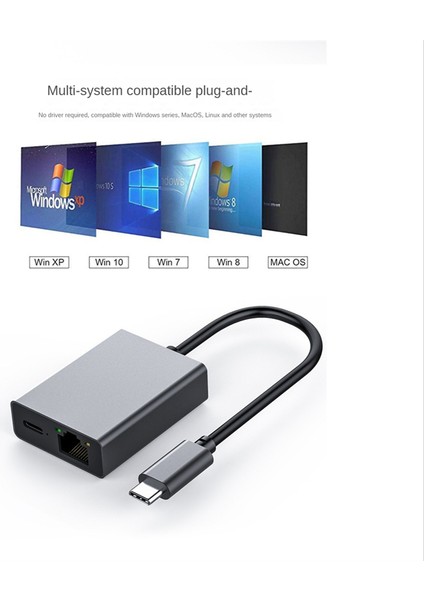 Type C - Ethernet Adaptörü 4K USB Dock Adaptörü Pc Dizüstü Bilgisayar Için (Yurt Dışından)