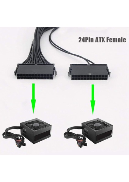 Adet Güç Adaptörü Paketi Çift Psu Uzatma Kablosu, 24 Pin 18 Awg (Yurt Dışından)