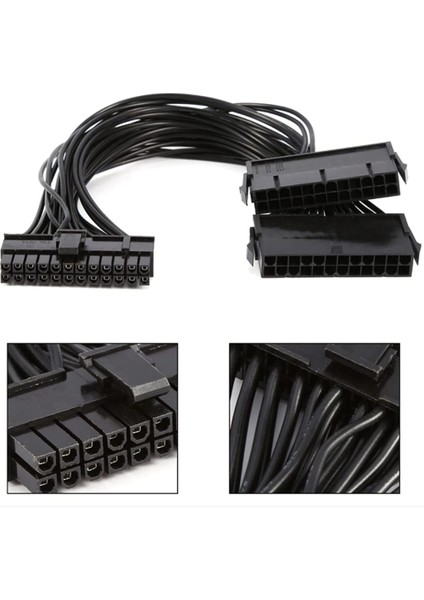 Adet Güç Adaptörü Paketi Çift Psu Uzatma Kablosu, 24 Pin 18 Awg (Yurt Dışından)