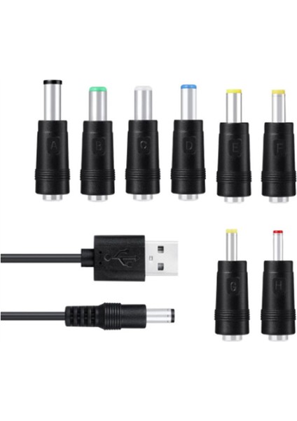 8 In1 5V Usb'den Dc'ye 5.5x2.1mm 3.5mm 5.5x2.5mm 6.3mm Fiş Şarj Kablosu (Yurt Dışından) fiyatları