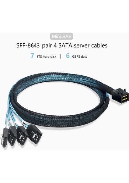 Mini Sas Hd Sff 8643 - 4 Sata Sata3.0 Sabit Disk Kablosu 6 Gbps Kablo (Yurt Dışından)