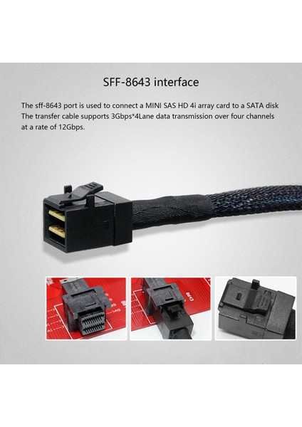 Mini Sas Hd Sff 8643 - 4 Sata Sata3.0 Sabit Disk Kablosu 6 Gbps Kablo (Yurt Dışından)