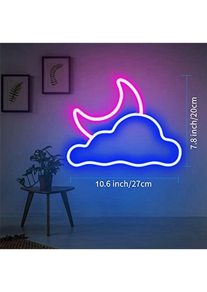 Duvar Dekoru Için Bulut ve Ay Neon Tabela USB Güç Kaynaklı LED Neon Tabelalar (Yurt Dışından)
