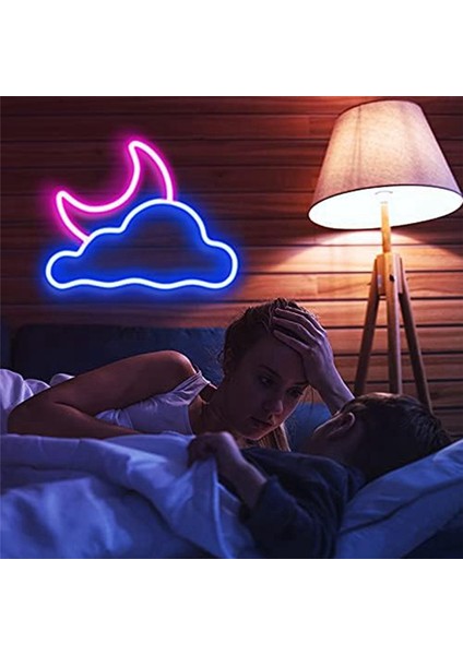 Duvar Dekoru Için Bulut ve Ay Neon Tabela USB Güç Kaynaklı LED Neon Tabelalar (Yurt Dışından)
