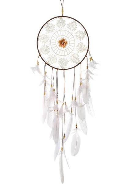 El Yapımı Dreamcatcher Hint Tarzı Dokuma Çiçek Duvar Askısı Beyaz (Yurt Dışından)