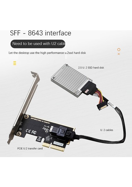 Pcıe To U.2 SFF-8643 Gen 3 / 4 - Şerit Kartı 2,5 Inç Nvme SSD Için (Yurt Dışından)