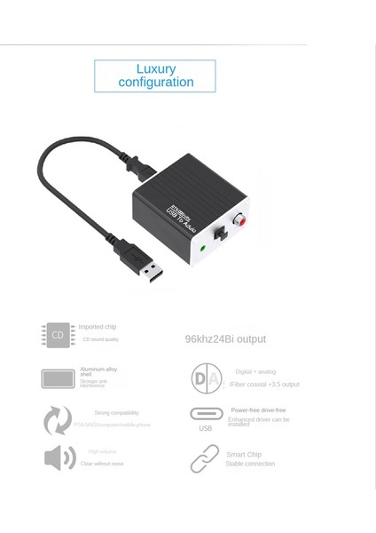 Usb'den Ses Dönüştürücü Ses Kartı Ps5'ten 3.5mm Hoparlöre Aux Fiber (Yurt Dışından)