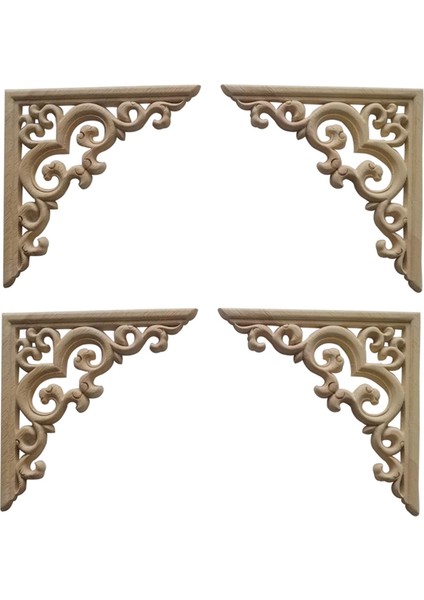4 Adet Boyanmamış Ahşap Kalıplamalar Avrupa Ahşap Aplikeleri 12CM (Yurt Dışından)