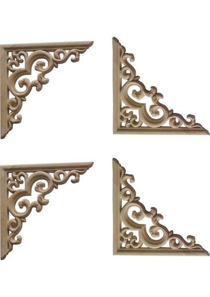 4 Adet Boyanmamış Ahşap Kalıplamalar Avrupa Ahşap Aplikeleri 12CM (Yurt Dışından)