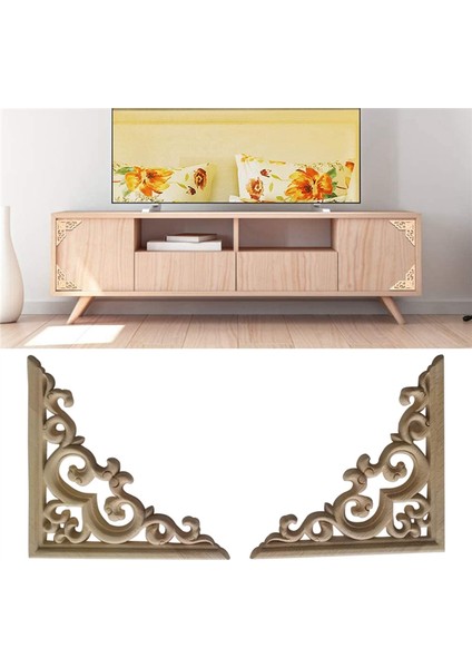 4 Adet Boyanmamış Ahşap Kalıplamalar Avrupa Ahşap Aplikeleri 12CM (Yurt Dışından)