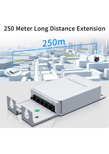 Port Poe Genişletici 4 Port Tekrarlayıcı 1000MBPS Poe Kamera Kablosuz (Yurt Dışından)