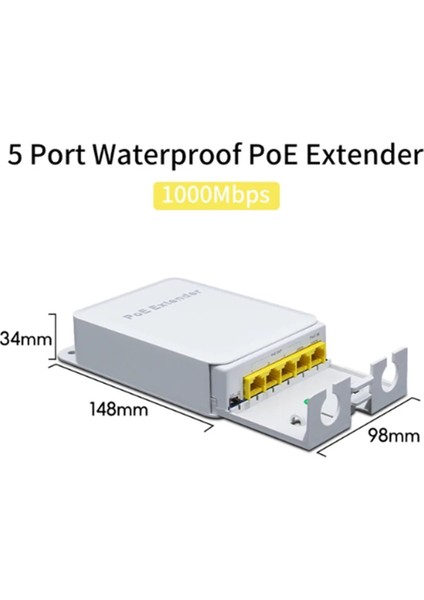 Port Poe Genişletici 4 Port Tekrarlayıcı 1000MBPS Poe Kamera Kablosuz (Yurt Dışından)