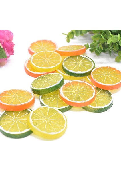 30 Adet Yapay Plastik Limon Dilimleri Gerçekçi Simülasyon, Portakal (Yurt Dışından)