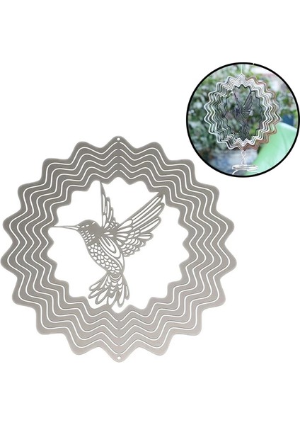 Paslanmaz Çelik Stereo Döner Rüzgar Çanı 3D Rüzgar Çanları - Kelebek (Yurt Dışından)