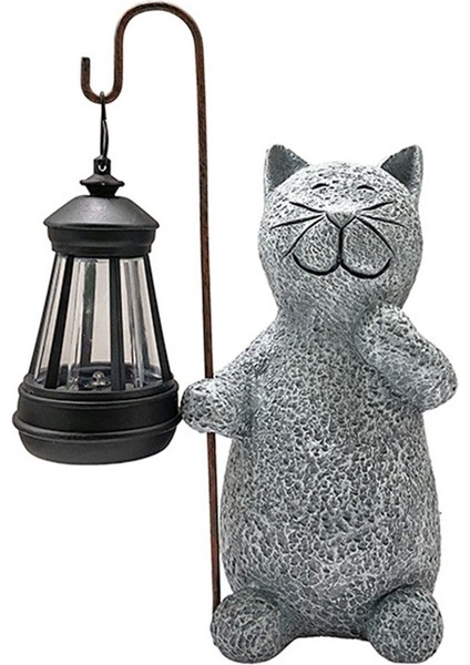 Güneş Enerjili Reçine Kedi Heykeli, Bahçe Figür Işıkları (Yurt Dışından)