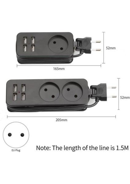 Avrupa Fişi Seyahat Prizi Masaüstü Fiş Prizi, 2 Ac 4usb, Ab Fişi (Yurt Dışından)