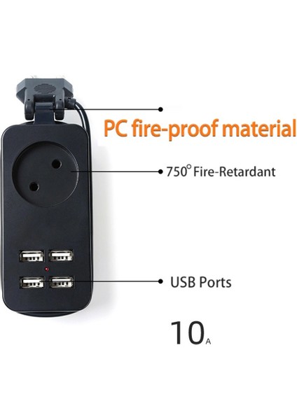 Avrupa Fişi Seyahat Prizi Masaüstü Fiş Prizi, 2 Ac 4usb, Ab Fişi (Yurt Dışından)