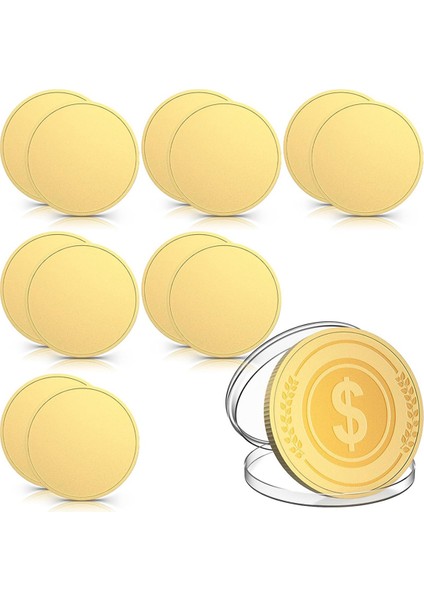 12 Adet Boş Challenge Coin, Dişli Kenarlı 40 mm Kutulu Altın (Yurt Dışından) fiyatları