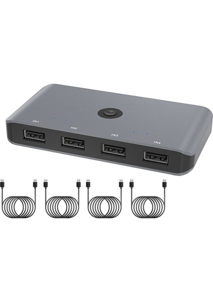 Kvm Switch Splitter Pc Klavye Fare Yazıcı 4 Giriş 4 Çıkış Hub (Yurt Dışından)