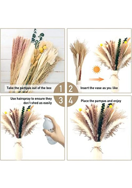 107 Adet Kurutulmuş Pampas Otu Boho Dekor (Yurt Dışından)