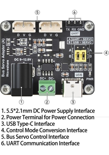 Raspberry PI/ARDUINO/ESP32 Için Seri Veri Yolu Servo Sürücü Kartı (Yurt Dışından)