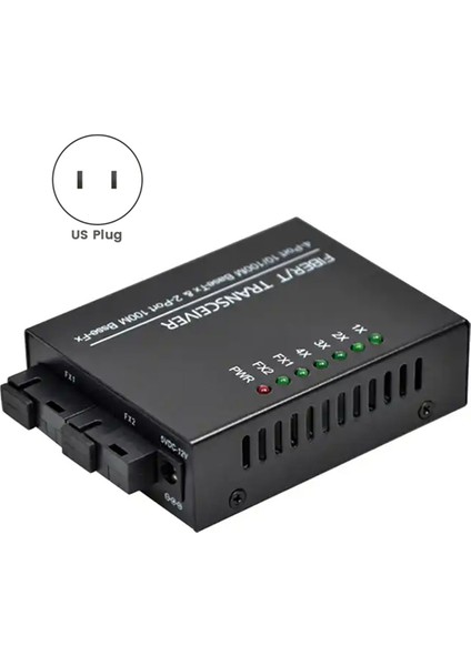 10/100M 2 Fiber Port 4 RJ45 Port Fiber Medya Dönüştürücü Abd Fişi (Yurt Dışından)