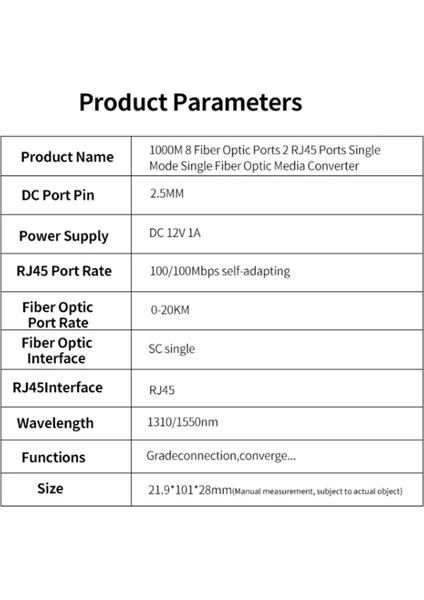Gigabit Ethernet Fiber Anahtarı Medya Dönüştürücü 2 RJ45 Fiber Portu (B) (Yurt Dışından)