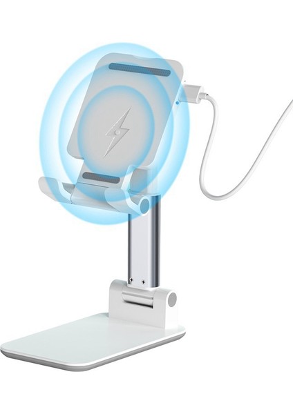 Kablosuz Şarjlı Cep Telefonu Tablet Standı Evrensel Stand Gümüş (Yurt Dışından) fırsatları
