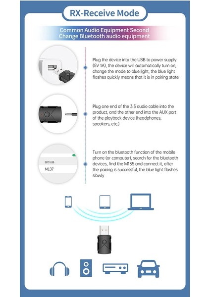 Bluetooth 5.2 Ses Adaptörü Alıcı Verici Ses Kartı 3.5mm Aux (Yurt Dışından) modelleri
