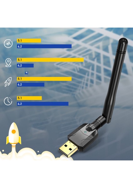 Bluetooth Adaptörü USB Bluetooth 5.0 100M Alıcı Transferi Pc Için (Yurt Dışından)