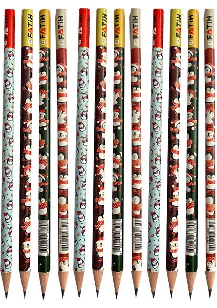 Penguen Yuvarlak Kurşun Kalem 12 Adet 1 Paket Fatih Kurşun Kalem 2b Siyah Kurşun Kalem Penguen Desenli 2 B Kalem