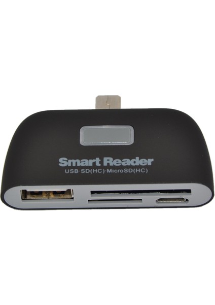 Android Için Micro-Usb'li 4'ü 1 Arada Otg Tf Akıllı Kart Okuyucu (Siyah) (Yurt Dışından)