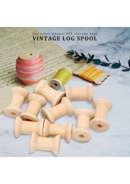 10 Adet Ahşap Boş Iplik Makarası Doğal Renk 29MM X23MM (Yurt Dışından)