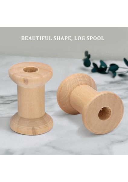 10 Adet Ahşap Boş Iplik Makarası Doğal Renk 29MM X23MM (Yurt Dışından)