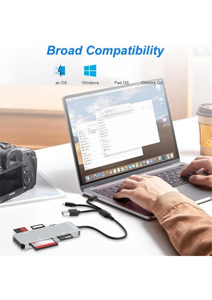 5'i 1 Arada Çoklu Hafıza Kartı Okuyucu Sd/tf/ms/cf/xd Kart Okuyucu USB C Otg (Yurt Dışından)