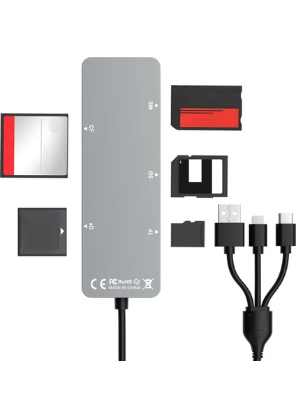 5'i 1 Arada Çoklu Hafıza Kartı Okuyucu Sd/tf/ms/cf/xd Kart Okuyucu USB C Otg (Yurt Dışından)