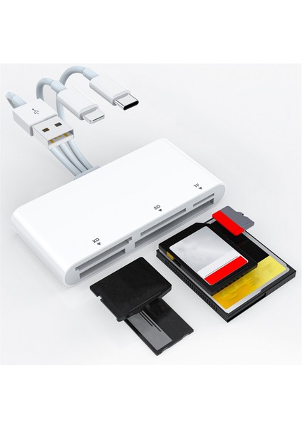 5'i 1 Arada Hafıza Kartı Okuyucu USB Otg Adaptörü Type-C Kart Okuyucu (Yurt Dışından)