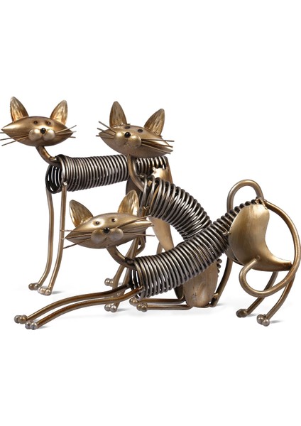 Metal Heykel Demir Sanat Dekorasyon Kedi Şekil El Sanatları 3'lü Paket (Yurt Dışından) modelleri