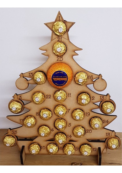 Ahşap Noel Advent Takvimi Içi Boş Tutucu Standı B (Yurt Dışından)