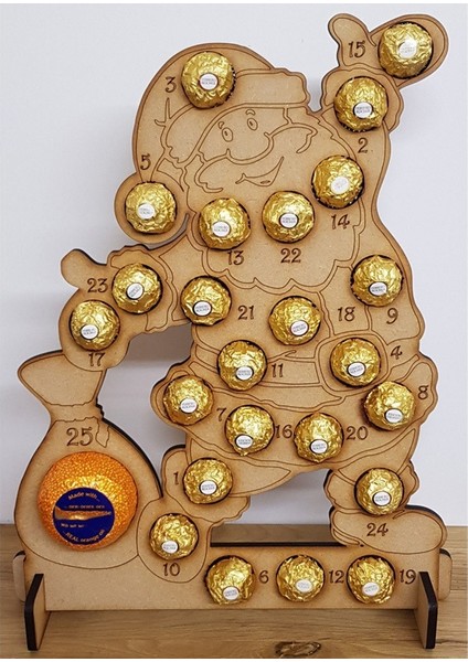 Ahşap Noel Advent Takvimi Içi Boş Tutucu Standı B (Yurt Dışından)
