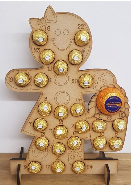 Ahşap Noel Advent Takvimi Içi Boş Tutucu Standı B (Yurt Dışından)